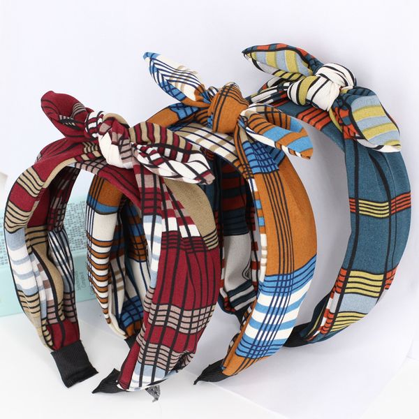 

xiacaier 2018 korea fashion plaid hairband bow knot headband lady girls hair hoop bands accessories for women hair headdress
