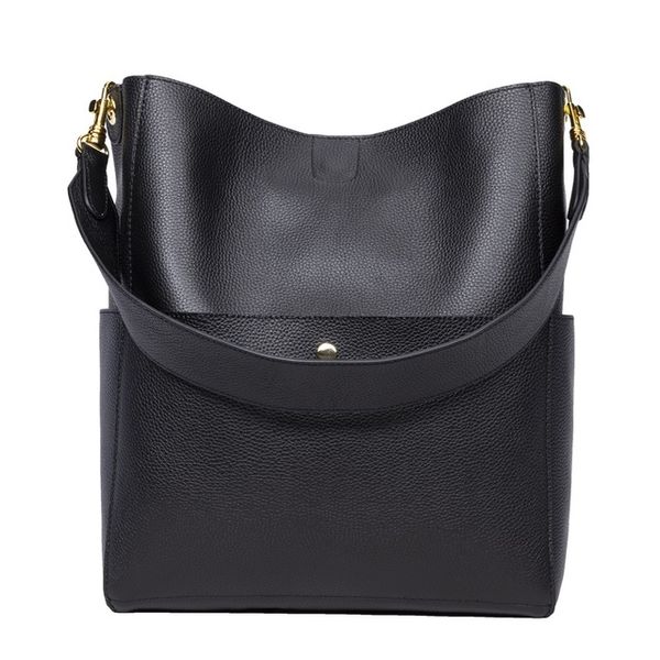 

designer layer cow leather bucket bag genuine soft leather large tote composite bag womens handcrafted handbags