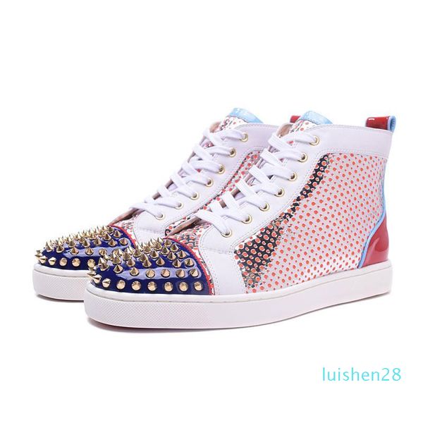 

designer shoes suede spike bottoms casual shoes for women mens triple white black red multi-color party wedding flat rivet sneakers l28