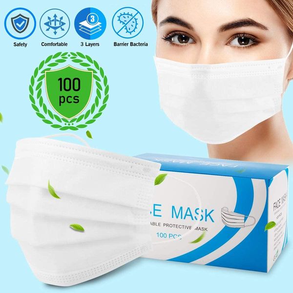 

isposable face medical mask 3 layers dustproof facial protective cover masks anti-dust disposable salon earloop mouth mask party masks