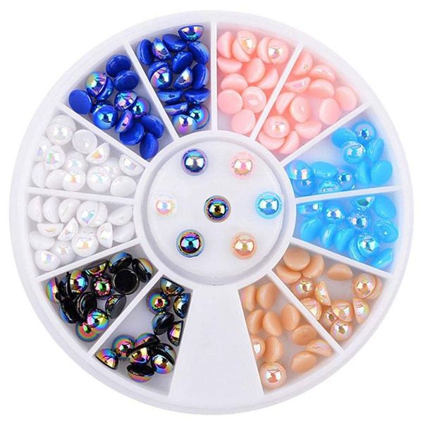 

5mm nail art sticker tip decal 3d acrylic glitter rhinestones manicure studs nail tips diy (m, Silver;gold