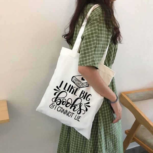 

canvas tote bag i like big books and i cannot lie slogan funny women fashion canvas bag shopping bags travel