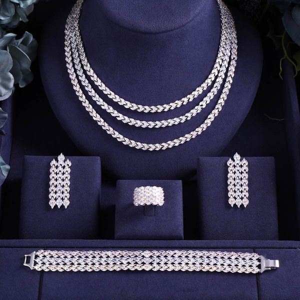

jankelly ale african 4pcs bridal jewelry sets new fashion dubai full jewelry set for women wedding party accessories design, Silver