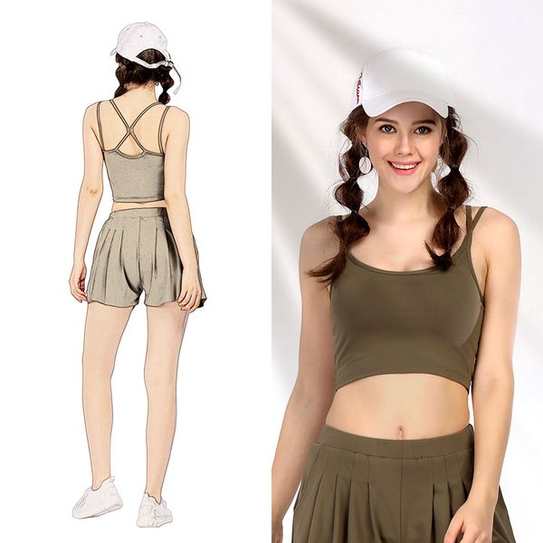 

new yoga clothes beauty back sports running push-up -resistant vest quick-dry fitness camisole nv dai chest pad /30, White;black