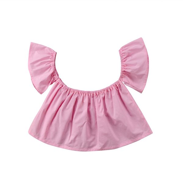 

fashion newborn baby girls blouse summer short sleeve solid girl girl ruffle off shoulder crop top, Blue