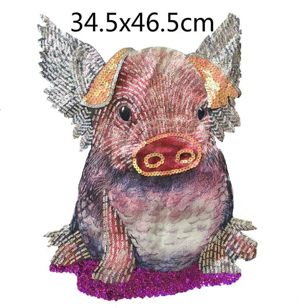 

gugutree вышивка большой патч свинья животное мультфильм патчи значки аппликация патчи для одежды js-7, Black