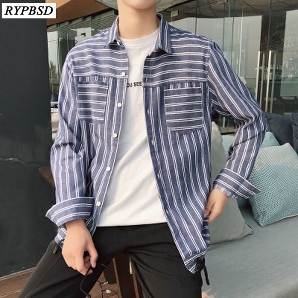 

striped men shirt long sleeves turn down collar single breasted casual men camisa shirt social luxury 3 colors, White;black