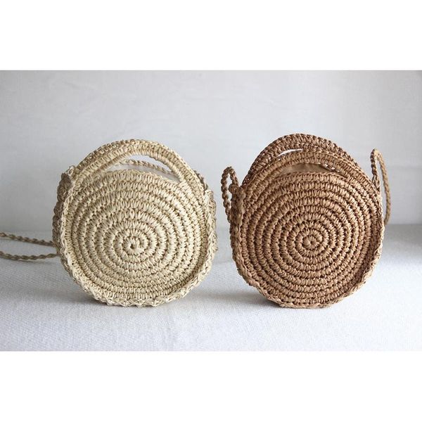 

25x23cm 2020 new crochet round bag female summer straw bag holiday a5440