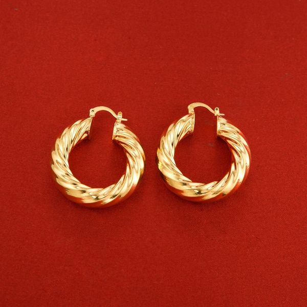 

24k gold color mix colors twisted circle hoop earrings jewelry, Golden