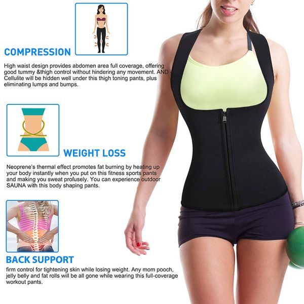 

fat burning corset ladies vest body shaper portable yoga fitness zipper corset sweat-absorbent waistcoat neoprene abdomen