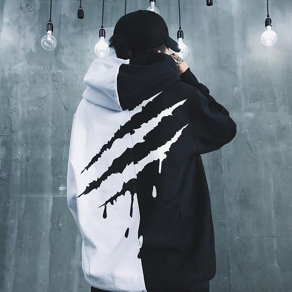 

black white splice hoodies oversize hip-hop style swag tyga hoodie autumn winter warm thick hoodies us size xs-xl