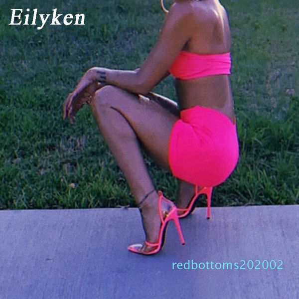 

eilyken 2020 new mei red serpentine pvc transparent pointed toe ankle buckle strap female wedding shoes pumps high heels r02, Black