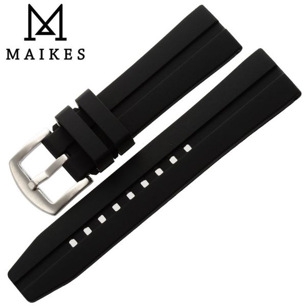 

maikes new 20 22 24 mm watchbands accessories silicone rubber watch band strap black watches bracelet belt for sports watch, Black;brown