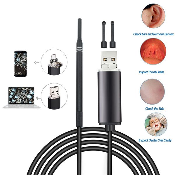 

3in1 ear cleaning endoscope usb 5.5mm visual earpick hd camera spoon otoscope swabs