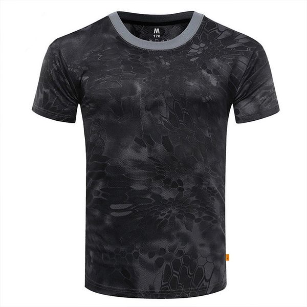 

outdoor summer quick dry camo t-shirt men's tactical combat short sleeve special forces army fan tees, Gray;blue