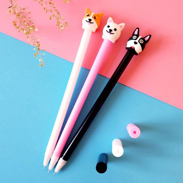 

4 pcs/set kawaii animal puppy dog gel pens cute korean stationery 0.5mm black ink student signature pens office school supplies