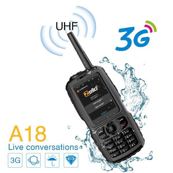 

a18 zello 3g walkie talkie uhf водонепроницаемый смартфон android two way радио gps wcdma мобильный телефон