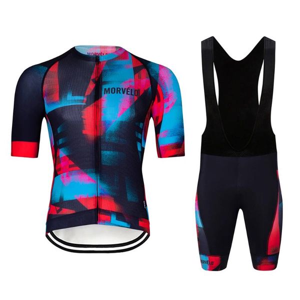 

2020 new morvelo summer cycling jersey set racing sport bicycle jersey men bib gel shorts suit mtb bike clothing ropa ciclismo, Black;blue