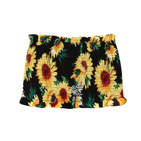 

летний женский топ-трубочка из хлопка стрейч с подсолнухом и бюстгальтером, укороченный топ-жилет, завернутый в грудную клетку, майки-майки, White