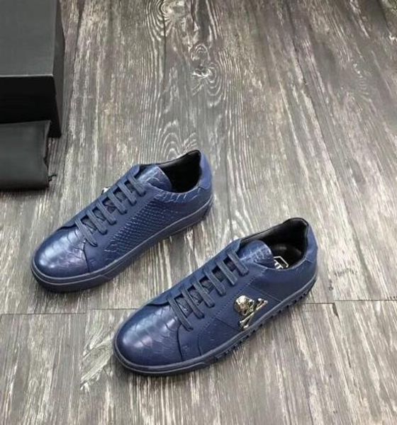 

men sneaker platform mens shoes arrive95 stars luxury layer leather of rivet casual men shoes eur38-45 hn04, Black