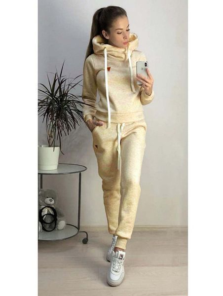 

in stock women's suits real swomen's autumn and winter new fleece fashion casual sports suit sweater size s-3xl, White