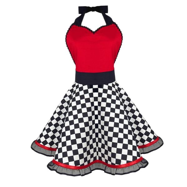 

cotton red apron kitchen restaurant party women aprons christmas dress