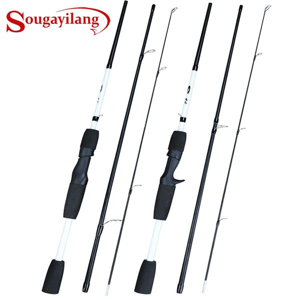 

sougayilang 3 sections carbon fishing rod lure wt:7-28g m power spinning/casting fishing rod travel tackle pesca