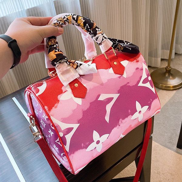 

fashion vintage tie-dye women oversized shopping bag pillow bag with canvas bucket bag quality flower printing crossbody bags handbag type2