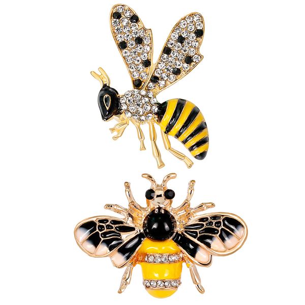 

2 pieces rhinestone crystal enamel insect animal honeybee pin corsage, Gray