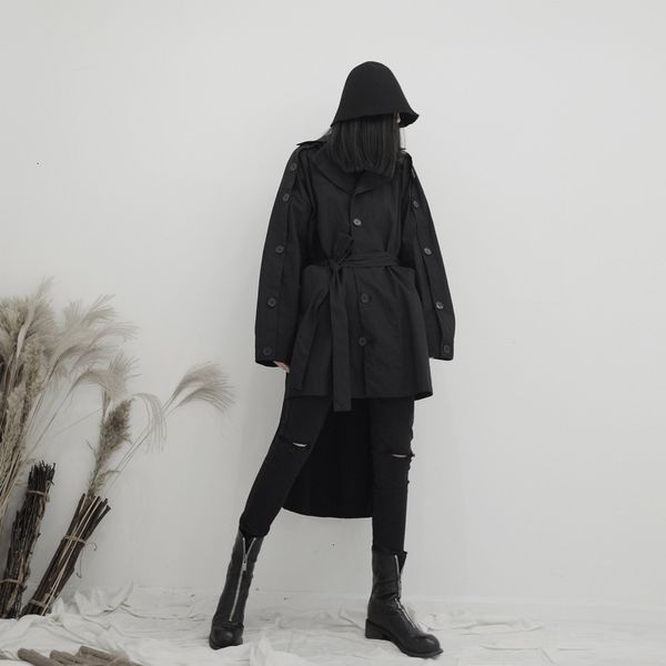 

tvvovvinwomen назад длинные кнопки большого размера желоб new нагрудные длинные рукава свободные fit ветровка мода utumn зима 2020 19-a667, Tan;black