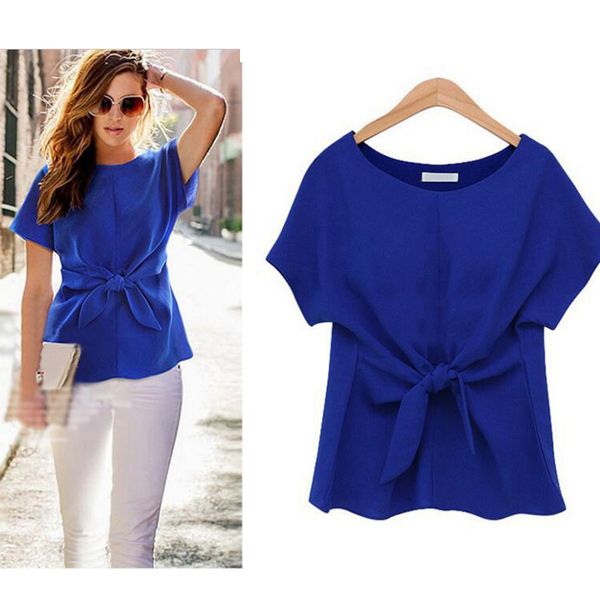 

new sleeve short front bow blouses o-neck tie women white womens shirts camisa blusa pink branca casual siaul, Black