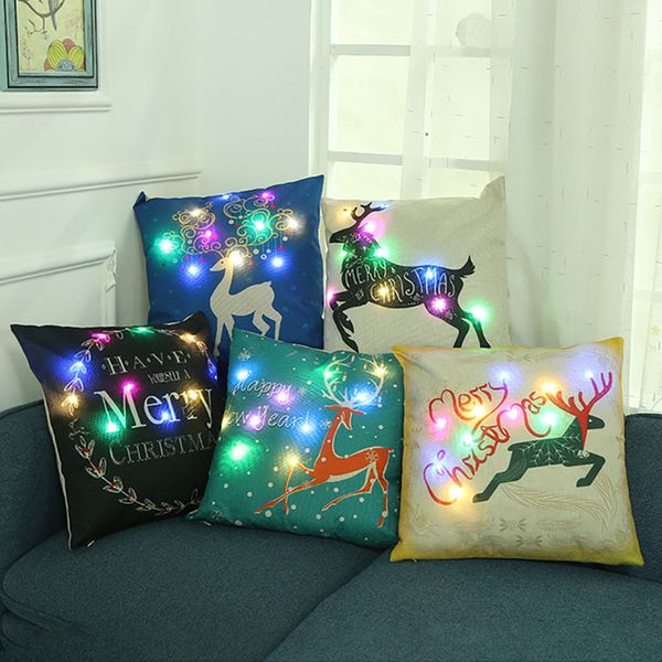 

45 cm cross-border decorative lanterns christmas cushion led light pillowcase for home decor set of 2 cushion covers