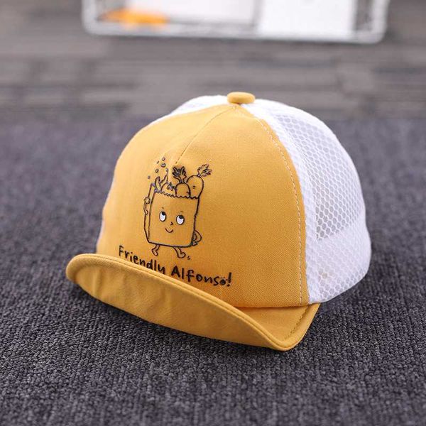 

baby hat summer thin cap sunscreen mesh cute baseball cap, Yellow