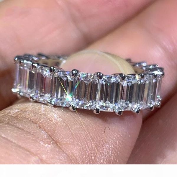 

victoria wieck sparkling deluxe jewelry 925 sterling silver emerald cut white z cz diamond women wedding band ring for women gift, Slivery;golden