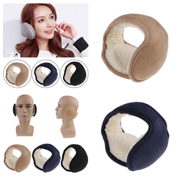 

adjustable women men winter earmuffs foldable ear muffs back wear ear warmers warm plush earflap cover, Blue;gray