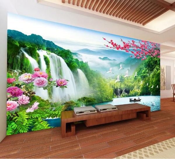 ustom foto parede papel 3d moderno tv fundo sala de estar quarto mapa original paisagem paisagem cachoeira parede cobrindo papel de parede