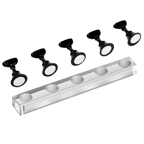 

nail art display stand, manicure 5pcs nail art tip holders magnetic chess board display practic train stand-black