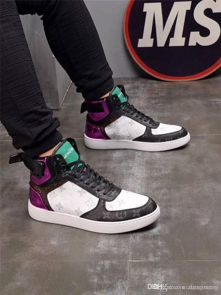 

19ss lovutt rivoli sneaker boot virgilablo monogram leather sneaker sport shoes with original box, Blue;gray