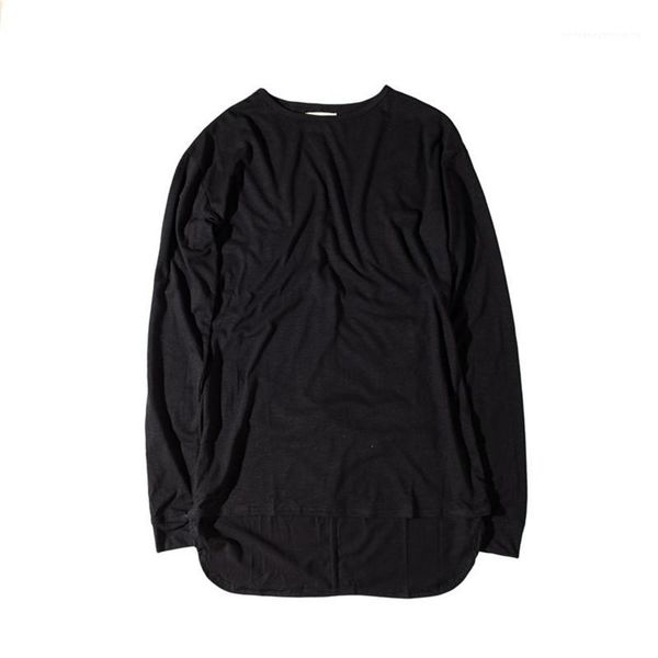 

дизайнер футболки мода пуловер круглый вырез мужские тройники повседневная свободная длинная мужская одежда сплошной цвет мужские, White;black