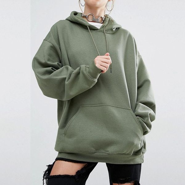 

women sweatshirt female casual oversize solid hooded pullovers kpop long sleeve hoodies sweatshirts women sweatshirt woman top, Black
