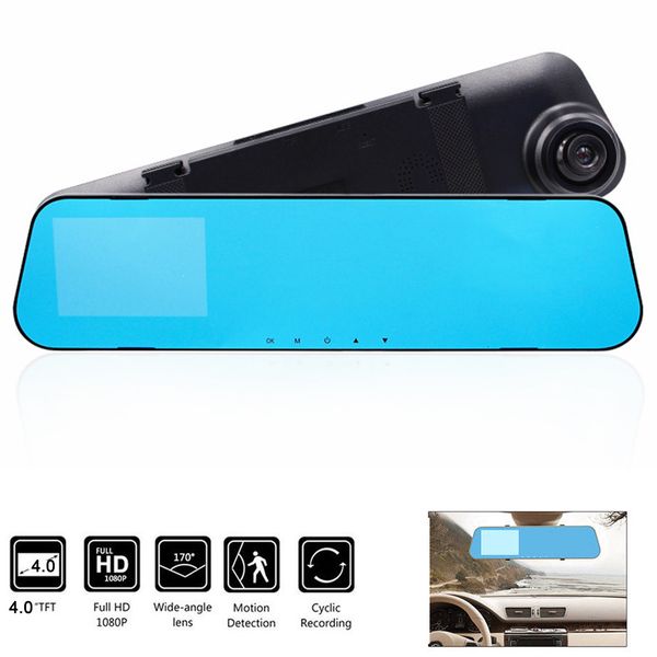 

4inch full hd 1080p auto car dvr mirror dash cam recorder camera g sensor rear view dual lens video recorder