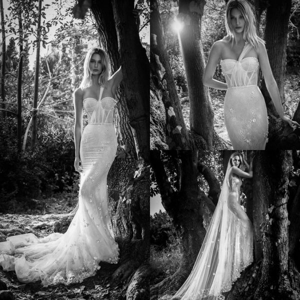 Inbal Dror 2019 Abiti da sposa a sirena Sweetheart Pizzo 3D Appliques floreali Taglie forti Abiti da sposa Sexy Beach robe de mari￩e