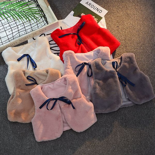 

focusnorm 1-6 years fashion baby girl waistcoats winter clothing sleeveless solid soft fur vest girl warm clothing, Blue