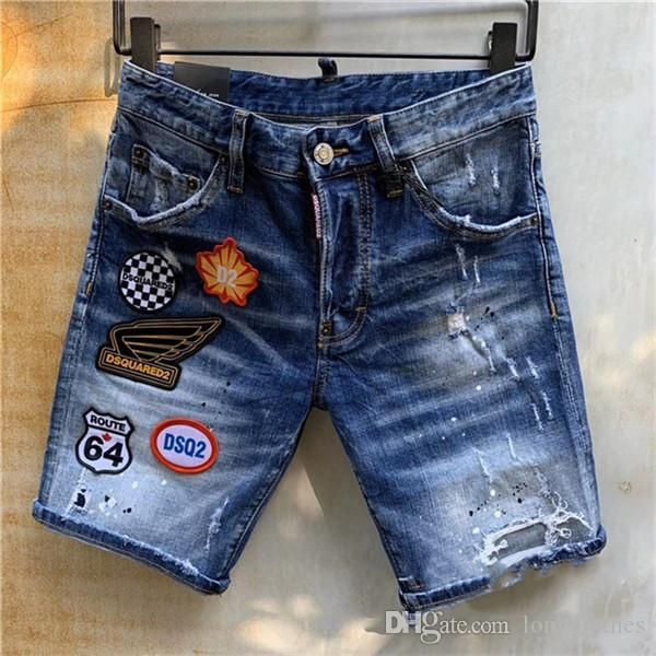 

2020 дизайнерские джинсы мужская сплошные цвета дырки брюки тощий slim fit дизайнерская карандаш шорты брюки мужской подростковая street кор, Blue