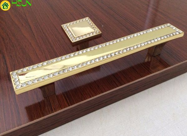 2020 Gold Crystal Dresser Knobs Drawer Handles Square Glass