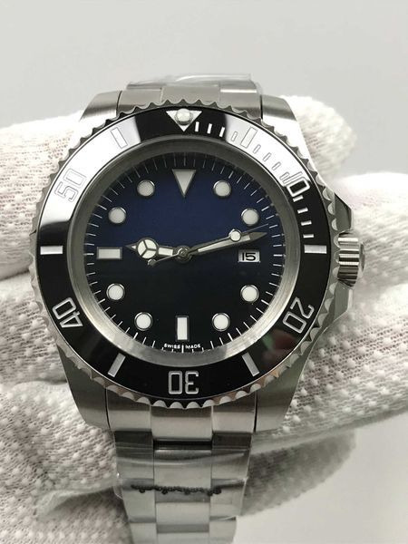 

2019 mens automatic movement luxury watch 44mm blue dial deep diver bracelet designer mens automatic watch, Slivery;brown