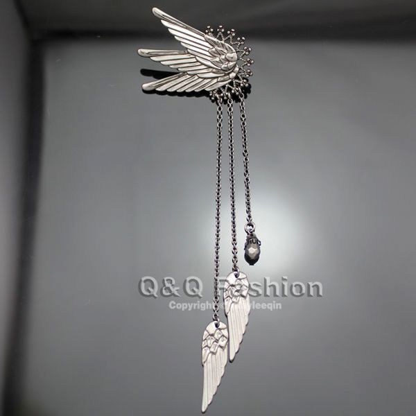 Kleid Schmuck Fairy Tail Elf Pixie Lange Kette Quaste Ohr Manschetten Ohr Clip Auf Pinzas Ohrringe ohrringe Brincos Fancy Engel Flügel