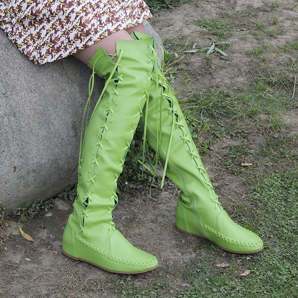 

women's high boots fashion cross-tied solid color woman knee-high boots 2019 spring autumn female flat long boot women shoes, Black