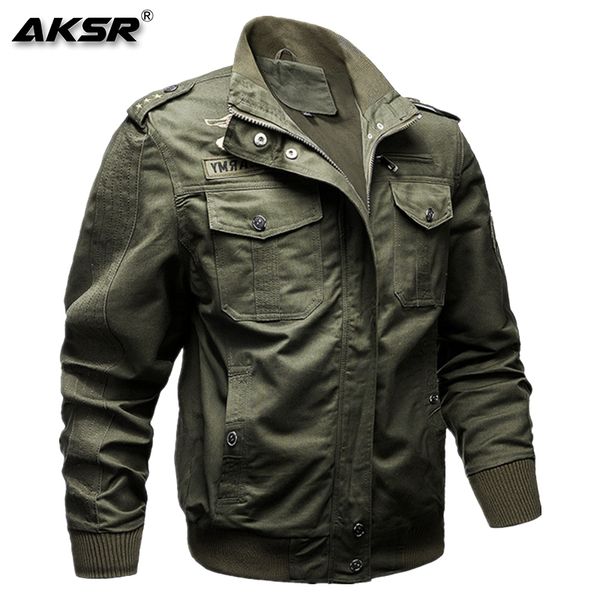 

aksr men clothing male fashion cotton stand jacket plus size mens bomber jackets autumn winter cargo jackets, Black;brown