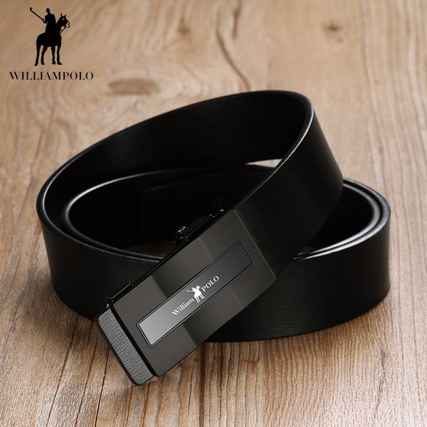 

williampolo luxury men belt leather belts metal automatic buckle belt for man gift for man gift packaging c19041101, Black;brown
